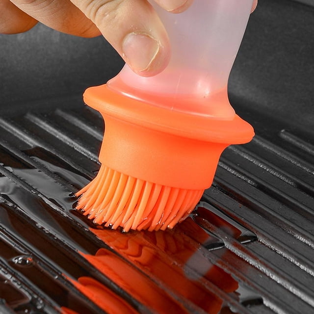 Cepillo De Almacenamiento Portátil Prensa Portátil Botella De Aceite De Silicona Cepillo Cubierta De Almacenamiento Herramienta Para Hornear (Naranja)