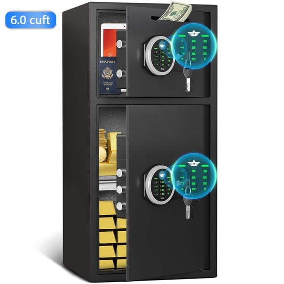 Fireproof Safe Box, 6.0 Cub Heavy Duty Large Safe with Dual Alarm System, Home Safe with Deposit Slot and Backlit Keyboard