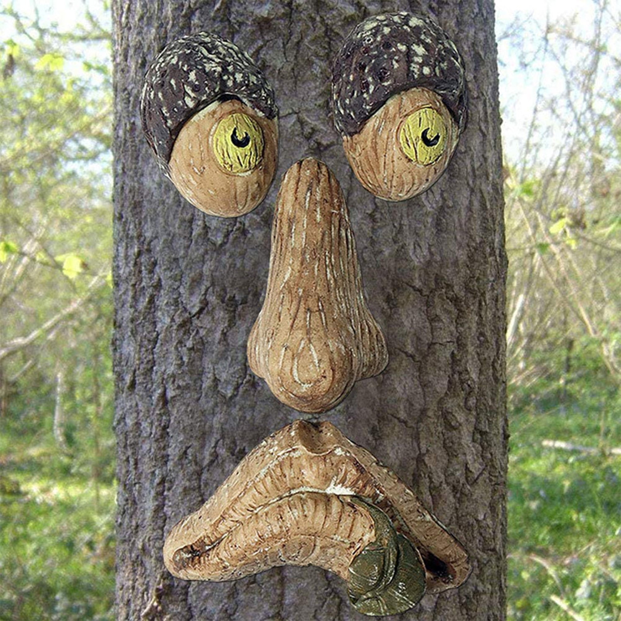 Viejo árbol Hugger corteza Ghost Face rasgos faciales Decoración árbol cara de/ 