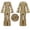 Gold 1, variant on Women 70s Retro Disco 7āPiece Outfit, Pink Swirl Metallic Print Round Neck Flared Sleeve Top & BellāBottom Pants Set for Halloween Theme Party