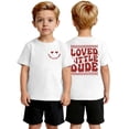 thumbnail image 2 of VNKIDY Boys T-Shirt Letter Heart Graphic Print Short Sleeve T Shirt Crewneck Casual Fit Top For Kids Youth Daily Going Out Wear Trendy Top, 2 of 4