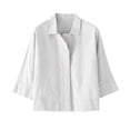 thumbnail image 6 of Endives Linen Shirts For Women Button Down Shirt Summer Solid Color Casual Half Sleeve Blouse Beach Loose Shirt Womens Tops White, 6 of 7