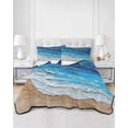 thumbnail image 3 of Blue Coastal Beach Full Size Down Alternative Comforter, Lightweight Comforter Quilt Bedding Set with Pillow Shams Summer Nautical Oil Painting All Seasons Bed Comforter Duvet Insert 78"x90", 3 of 7
