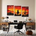 thumbnail image 3 of Western Wall Decor Canvas Wall Art 3 Piece Cowboy Picture Desert Cactus Sunset Painting Red Prints Southwest Artwork for Living Room Home Office Decor d(Art-2,11.00"x14.00"x3P), 3 of 7