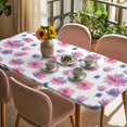thumbnail image 3 of Purple Pink Spring Floral Table Cloths for 3 Foot Rectangle Tables, Summer Botanical Flower Patio Waterproof Elastic Fitted Tablecloths, Washable Rectangular Table Cover for Camping, 3 of 8