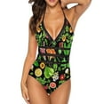 thumbnail image 3 of Colorful Fruit Print Swimsuit Gre Leaves One Piece Swimwear Push Up Fashion Monokini Sexy Holiday Swim Pattern Beach Wear, 3 of 7