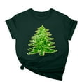thumbnail image 2 of Tejiojio Merry Christmas Shirt for Women Letter Pattern Cute T-Shirt Leopard Plaid Tree Casual Graphic Print Funny Crewneck Tees Tops Green, 2 of 5