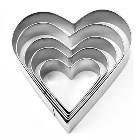 

5 Pcs/10 Pcs Heart Shaped Cookie Molds Set Sweet Baking Stainless Steel Moulds Cutter for Cooking Baking Sugar Paste and Cake Making Kitchen Bar Gadget Kit Cookie Roasting Supplies