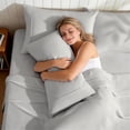 thumbnail image 5 of EMONIA Queen Bed Sheet Set 4-Piece with 14" Deep Pocket, Hotel Luxury Super Soft & Breathable Polyester Washed Cotton Fabric (Light Gray), 5 of 12