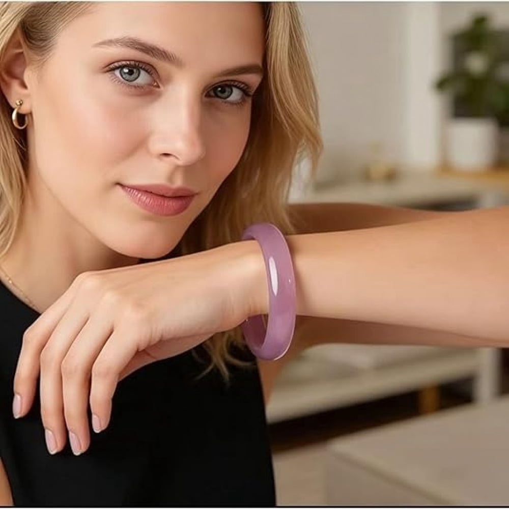 Natural Pink Jade Bangle Bracelet for Women, Genuine Jade Handmade, Gift for Mom and Colleagues