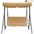 thumbnail image 5 of Steel 2-Person Patio Swing Chair Porch Swing with Removable Cushion and Convertible Canopy Beige, 5 of 5