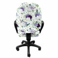 thumbnail image 3 of Floral Office Chair Slipcover, Repetitive Lilac Tones Flowers Hydrangea Rose Print, Protective Stretch Decorative Fabric Cover, Standard Size, Plum Blue Violet, by Ambesonne, 3 of 5
