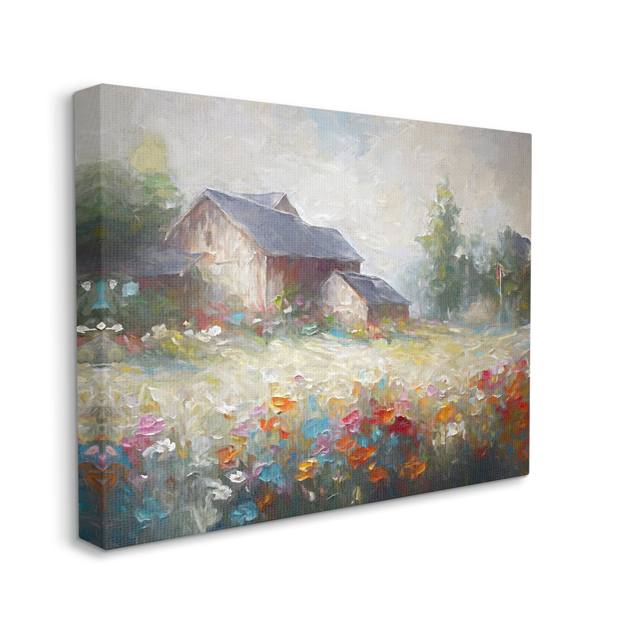 Stupell Industries Abstract Floral Countryside Landscape Painting Gallery Wrapped Canvas Art Print Wall Art, 40 x 30