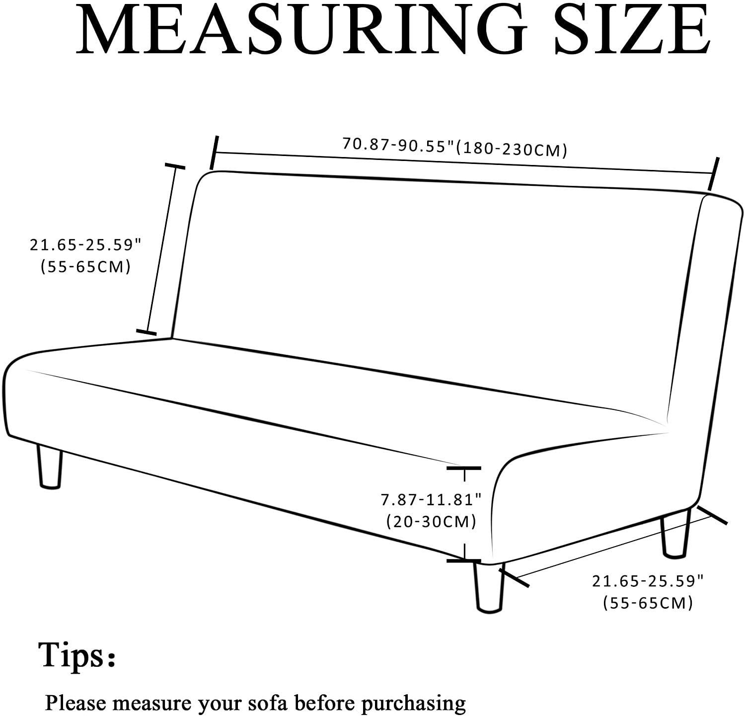 Subrtex Stretch 1-Piece Textured Grid Futon Slipcover, White