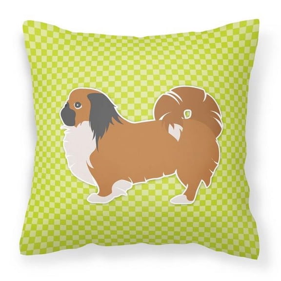 Carolines Treasures BB3838PW1414 Pekingese Checkerboard Green Fabric Decorative Pillow