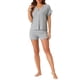 thumbnail image 2 of Conjuntos de pijama de modal para mujer INSPIRE CHIC, parte superior de botón de manga corta y pantalones cortos, ropa de descanso y pijama, 2XL gris claro, 2 of 6