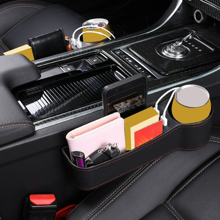 Hesroicy Car Seat Gap Organizer Storage Box ABS Dual USB Ports Phone  Charger Cup Holder for Auto 