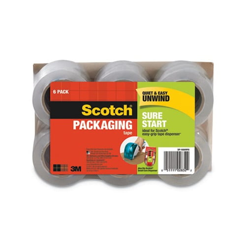 Sure Start Packaging Tape for DP1000 Dispensers 1.5" Core, 1.88" x 75 ft, Clear, 6/Pack