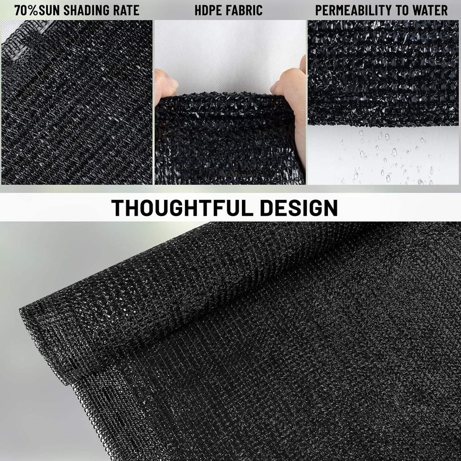 LOVE STORY 70% Shade Cloth Roll 5'10" x 100' Screen Cover for Garden Greenhouse Patio Canopy, Black