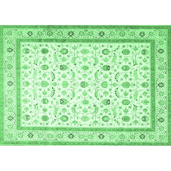 Ahgly Company Indoor Rectangle Persian Emerald Green Traditional Area Rugs, 8' x 12'