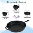 thumbnail image 2 of Alpine Cuisine Pre-seasoned Cast Iron Frypan 12-Inch - Black Cast Iron Frypan - Durable, Heavy Duty Cooking Pans - Multipurpose Use Kitchen Pans, 2 of 8