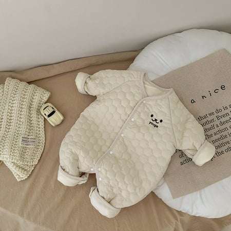 

XZZjjl Babies Unisex Cotton Print Autumn Padded Warm Thick Long Sleeve Romper Jumpsuit Clothes First Birthday Boys Clothes