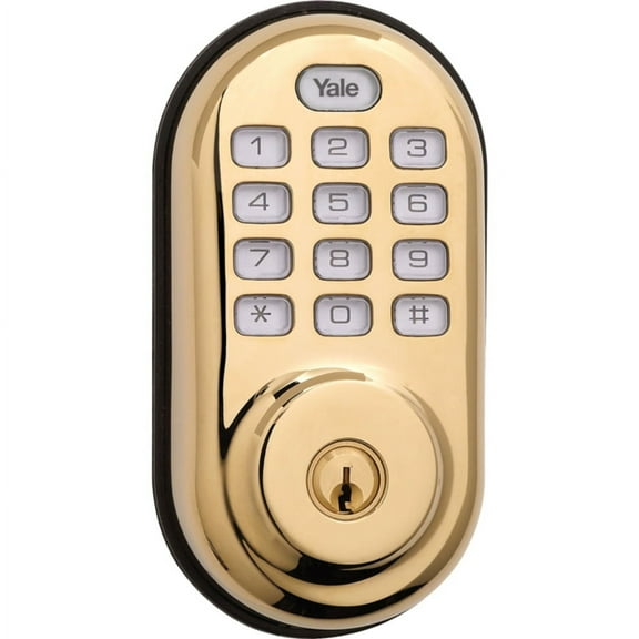 YALE REAL LIVING Electronic Keyless Deadbolt,Bright Bras YRD216ZW605