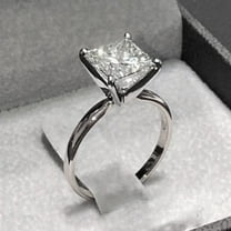 2Ct Princess Cut White Diamond Solitaire Ring 14k White Gold Plated