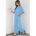 thumbnail image 3 of Women's Sky Blue Matching Set – Drop Shoulder Boxy Tee and High Waist Barrel Pants, S, 3 of 12