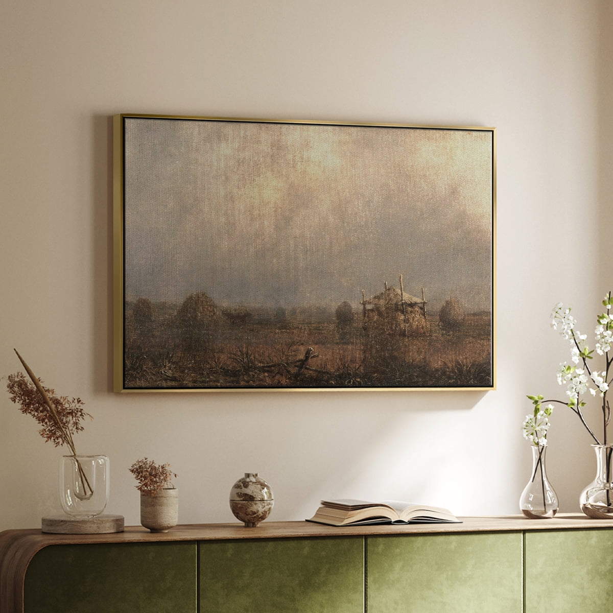 Vintage Landscape-MVIII By Wexford Home Framed in Gold Wood Gallery Wrapped Canvas 27 in. x 41 in.