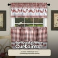 thumbnail image 4 of PowerSellerUSA Window Curtain Valance, Country Rooster Decor for Kitchen and Living Room, Premium Buffalo Plaid Curtains, Perfect Valances for Windows, 58" W x 14" L, Burgundy, 4 of 7