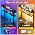 thumbnail image 6 of L Shaped Gaming Desk, Reversible 45.3” Small Corner Desk with Power Outlet and LED Lights, Corner Gaming Desk with Storage Shelves, Hooks and Hooks for Small Space, Black, 6 of 8