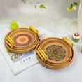 thumbnail image 5 of CreativeArrowy Food Organiser Round Rattan Fruit Basket Breakfast Bread Container Portable Storage Boxes Hot Bamboo Woven Frame, 5 of 15