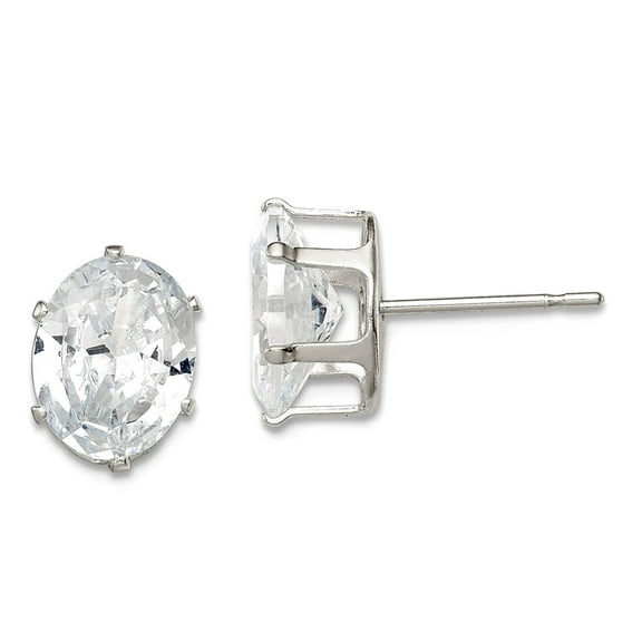 925 Sterling Silver Snap setting Post 9x7 Oval Cubic Zirconia Stud Earrings 9x7mm Wide Stud Earring for Women