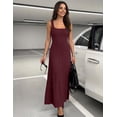 thumbnail image 5 of Merokeety Womens Summer Dresses Pleated Square Neck Cocktail Work Midi Dress Wine m, 5 of 8