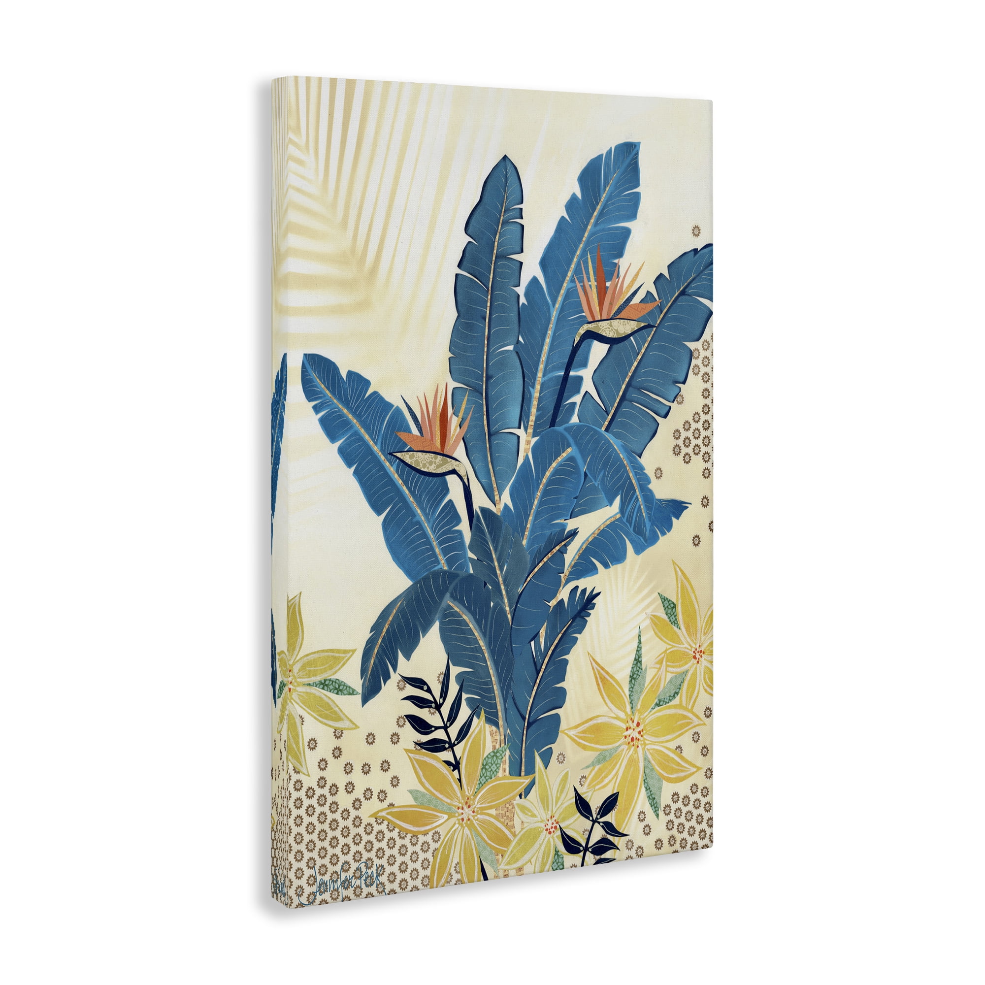 Stupell Industries Blue Birds Of Paradise Botanical & Floral Painting Gallery Wrapped Canvas Art Print Wall Art, 30 x 45