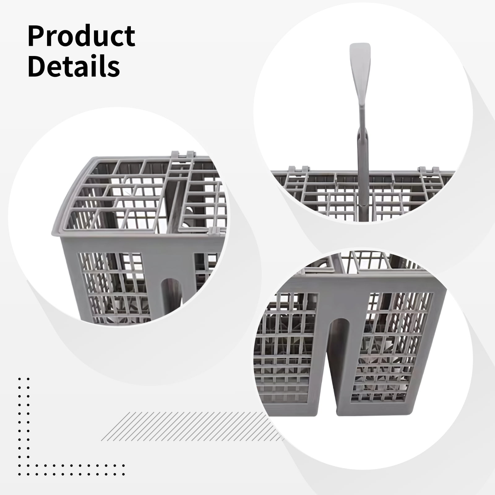 2 Pcs Dishwasher Knife and Fork Basket Replacement, 2 Pack Utensil Basket Compatible with Siemens Bosch, 3 Compartments with Handle, PP Plastic