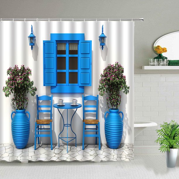 European Style Garden Rural Landscape Shower Curtain Background Wall