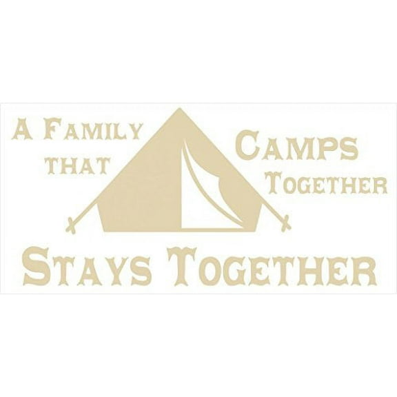 A Family that Camps Together Wall Letters for the RV Camper Vinyl Wall Decals, Beige, 37 x 17