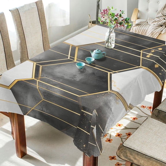 Yayeee Tablecloths for Rectangular Tables 54 x 54 inch Party Table Cover, Grey Hexagons