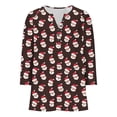 thumbnail image 5 of Fashion Fall Saving LiMoi Women's V Neck 3/4 Sleeve Festive Top with Beautiful Christmas Santa Graphic Print Tees Tshirts Shirts Blouse My Items, 5 of 5