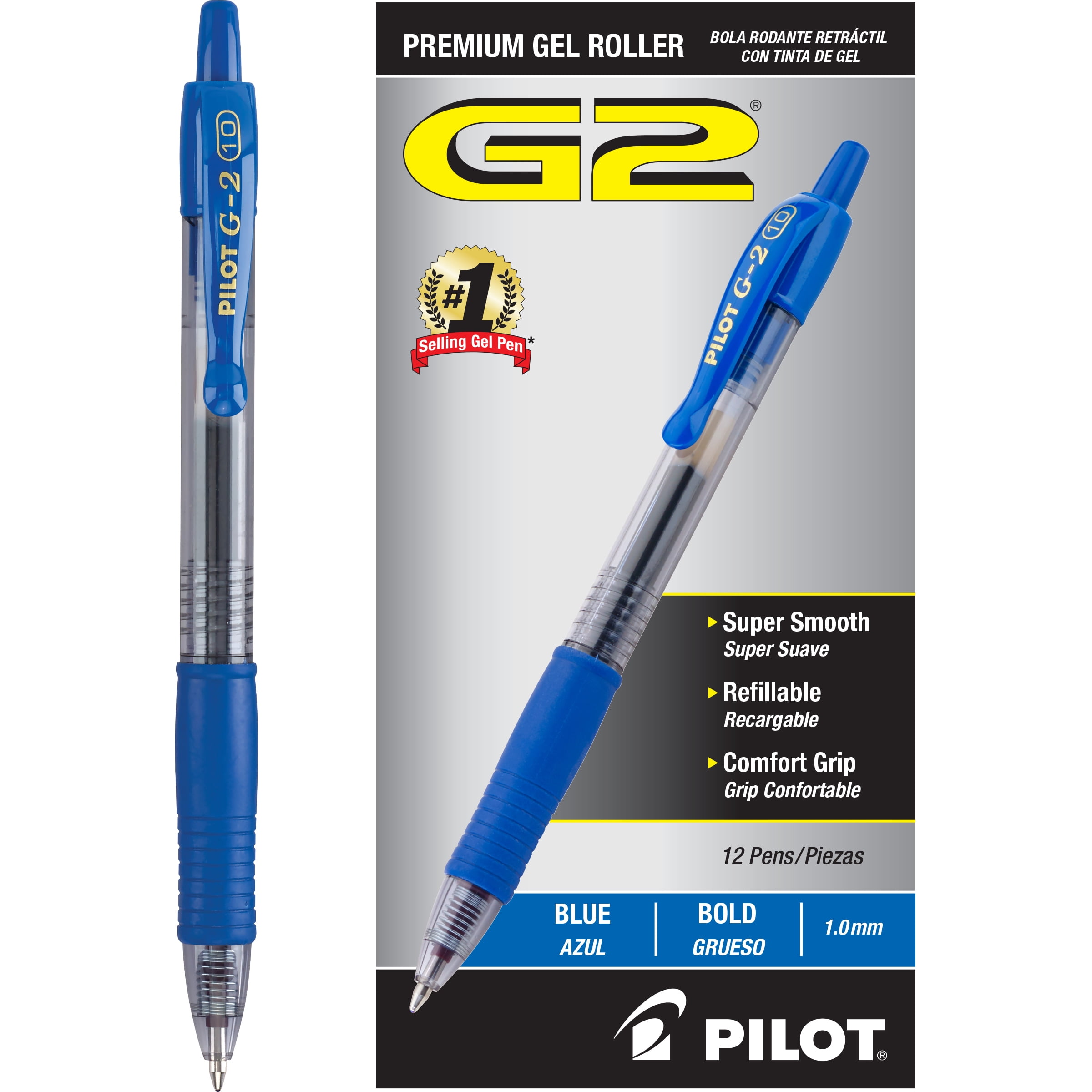 Pilot 31257 Gel Pens,Retractable,Refillbl,Bold Point,CL Barrel/BE Ink