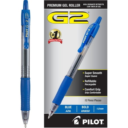 Pilot® G-2 Refillable Gel Pen, 1.0mm Bold - Blue Ink (12 Per Pack)
