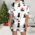 thumbnail image 6 of felwors Women Christmas Pajamas Set Silk Satin Short Sleeve Button Down Top and Shorts Plus Size Soft Sleepwear Lounge Xmas Pjs White, XL, 6 of 6