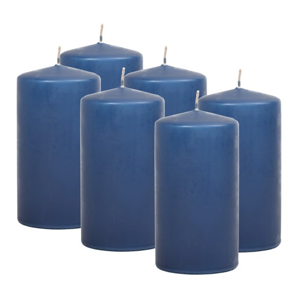 Hyoola 3 x 6 Large Unscented Pillar Candles Dripless Midnight Blue