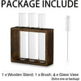 thumbnail image 2 of Tabletop Hanging Glass Planter Propagation Station Modern 3 Test Tube Flower Bud Vase In Wood Stand Rack Tabletop Terrarium For Hydroponic Plants Cuttings Office Home Decoration,-Dark -Tabletop, 2 of 6
