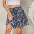 thumbnail image 5 of Vedolay Skirts for Women Floral Print High Waist Ruffle Tiered Mini Skirt,Blue XL, 5 of 5