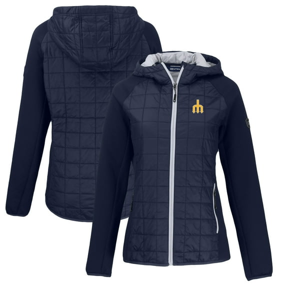 Women's Cutter & Buck Navy Seattle Mariners Cooperstown Collection Rainier Primaloft Eco Full-Zip Hybrid Jacket