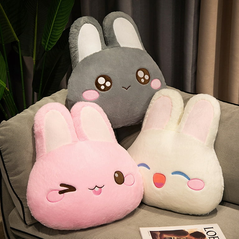 45cm Rabbit Head Pillow Fluffy PP Cotton Filling Lovely Bunny Doll