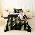 thumbnail image 2 of Feelyou Camo Fishing Twin Comforter Sets for Men Boys, Retro US Flag Bedding Set, Green Black, Black Reversible, 2 Pieces, 2 of 6